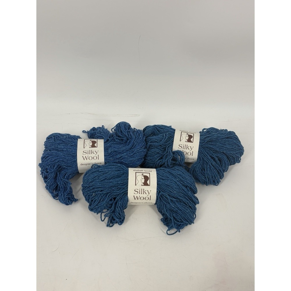 Elsebeth Lavold Silky Wool 3 Skeins 35 Blue 45% Wool 35% Silk 20% Nylon